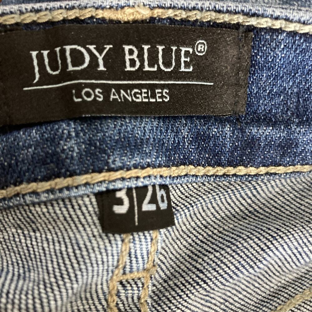 Judy Blue Jeans Women 3/26 Boyfriend Fit Blue Mid Rise Medium Wash Distressed - Picture 10 of 12